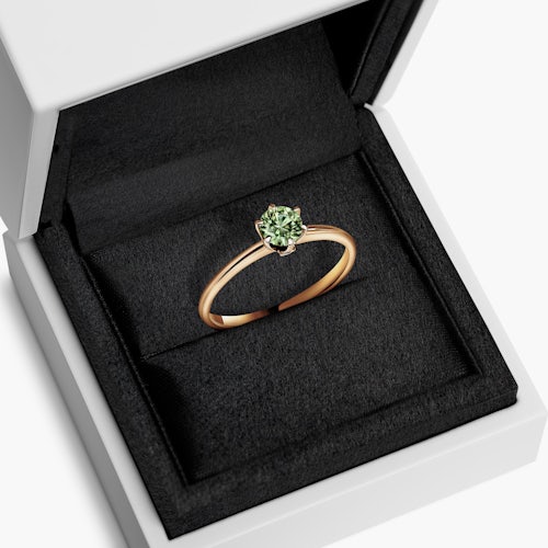 Pierścionek zaręczynowy The Journey: złoty, zielony szafir